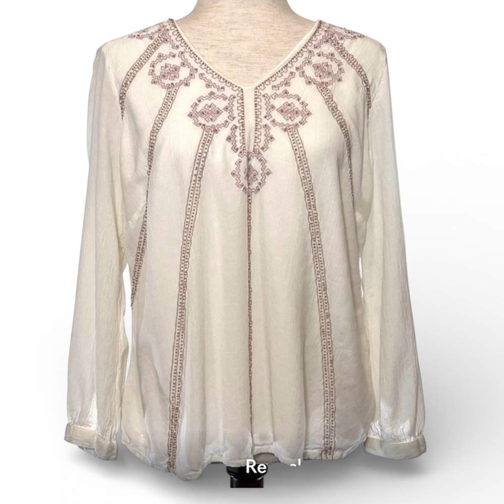 Embroidered & beaded ethereal peasant blouse